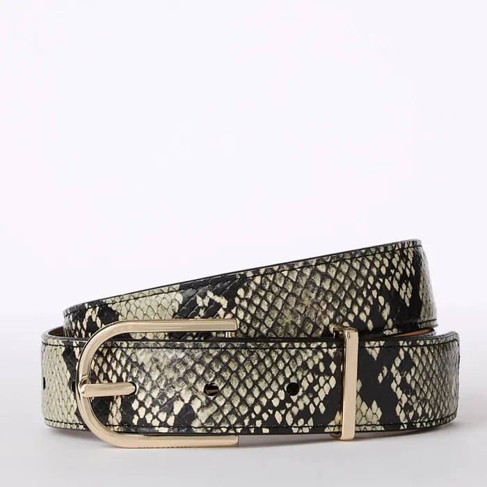 Brahmin Belts Medium Leather Gold Buckle Belt Grey Classic Snake 8211 Women