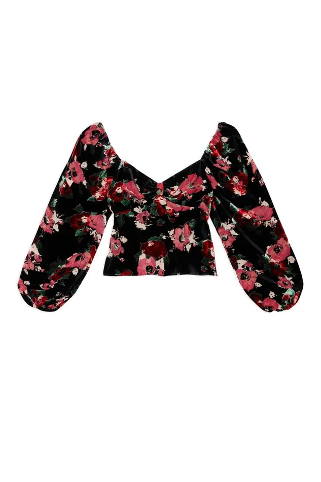 Bridgette Black Poppy Burnout Women RIXO Tops Bridgette Black Poppy Burnout Women RIXO Tops