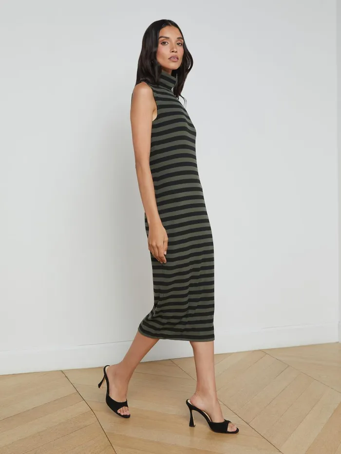 Brita Striped Turtleneck Dress Blackarmy Stripe Women L039Agence Dresses and Jumpsuits Brita Striped Turtleneck Dress Blackarmy Stripe Women L039Agence Dresses and Jumpsuits