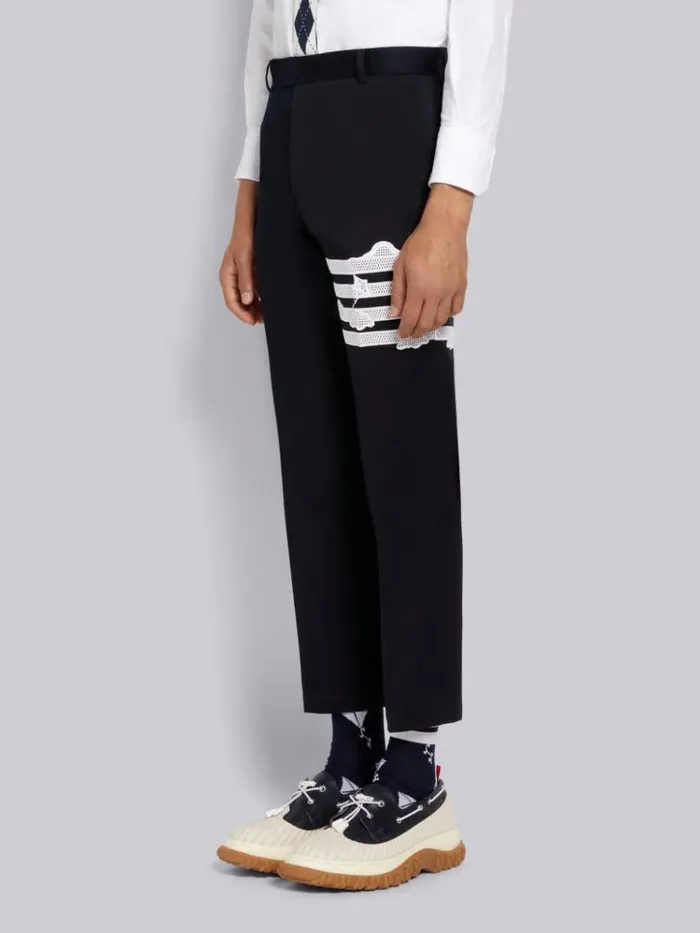 Broderie Anglaise Sky Motif 4bar Unconstructed Chino Trouser Navy Men Thom Browne Trousers