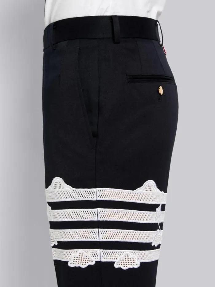 Broderie Anglaise Sky Motif 4bar Unconstructed Chino Trouser Navy Men Thom Browne Trousers