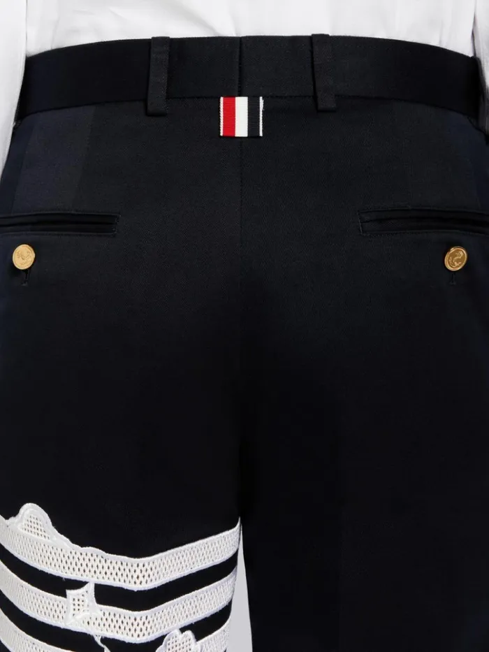 Broderie Anglaise Sky Motif 4bar Unconstructed Chino Trouser Navy Men Thom Browne Trousers