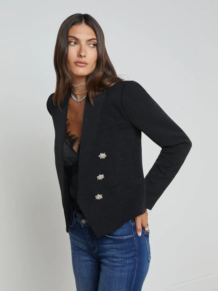 Brooke OpenFront Blazer Blackcrystal Women L039Agence Blazers and Jackets Brooke OpenFront Blazer Blackcrystal Women L039Agence Blazers and Jackets