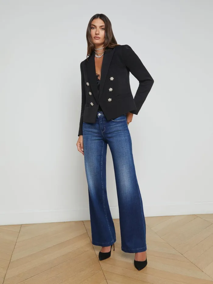 Brooke OpenFront Blazer Blackcrystal Women L039Agence Blazers and Jackets Brooke OpenFront Blazer Blackcrystal Women L039Agence Blazers and Jackets