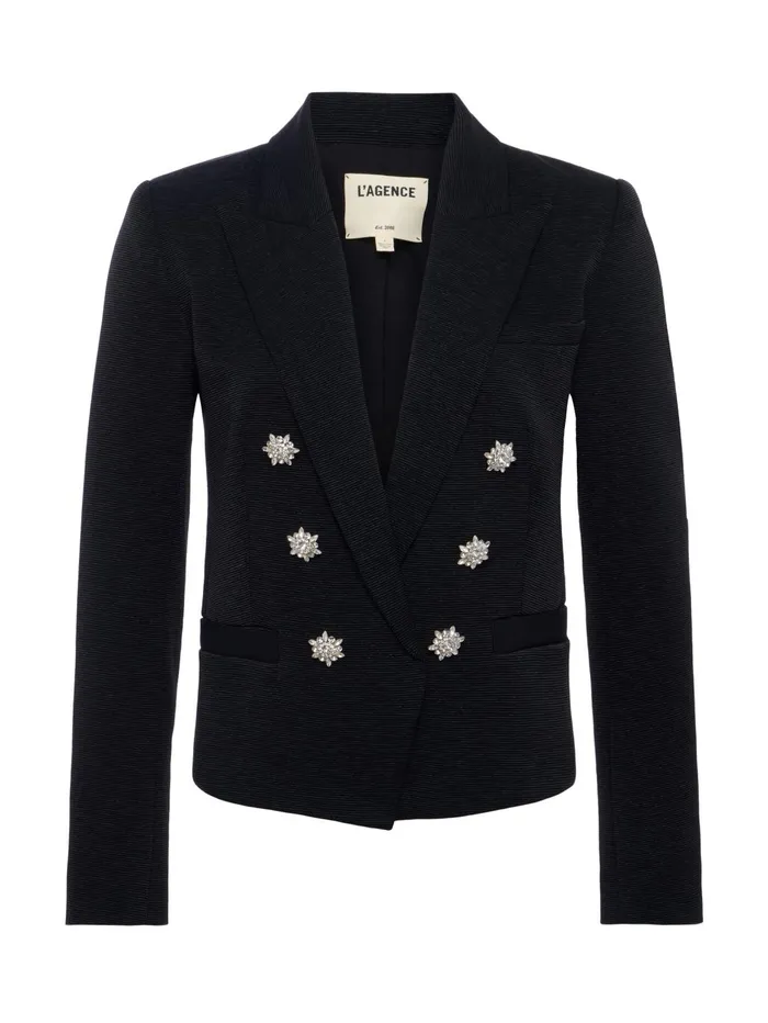 Brooke OpenFront Blazer Blackcrystal Women L039Agence Blazers and Jackets Brooke OpenFront Blazer Blackcrystal Women L039Agence Blazers and Jackets
