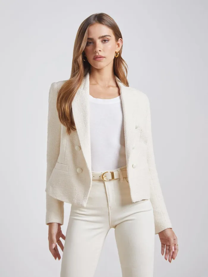 Brooke OpenFront Blazer Ecru Women L039Agence Blazers and Jackets