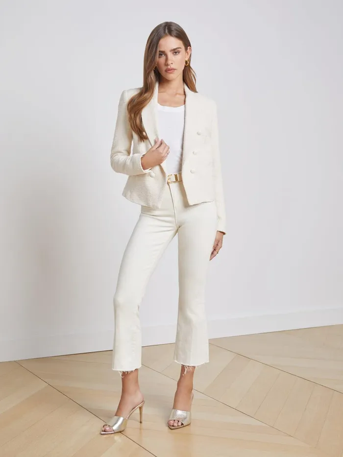 Brooke OpenFront Blazer Ecru Women L039Agence Blazers and Jackets