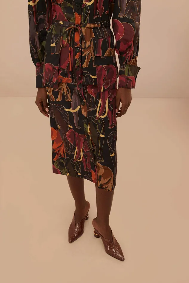 Brown Elephants Long Sleeve Midi Dress Women FARM Rio Midi Dresses Brown Elephants Long Sleeve Midi Dress Women FARM Rio Midi Dresses