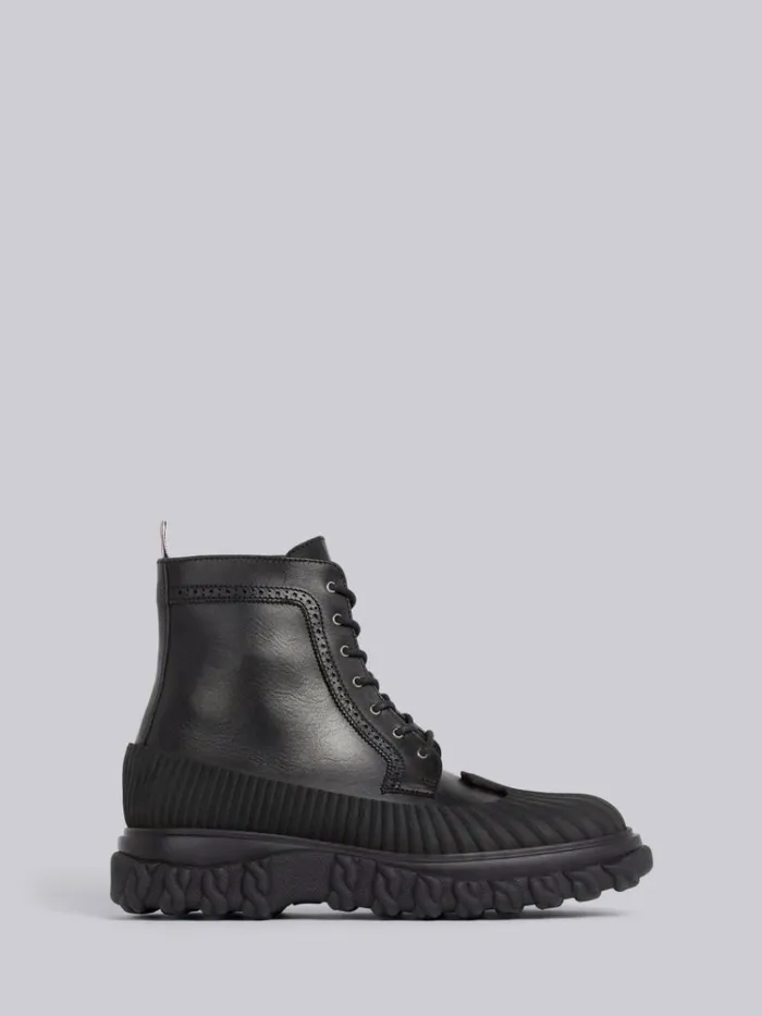 Calf Leather Rubber Sole Longwing Duck Boot Black Men Thom Browne Boots