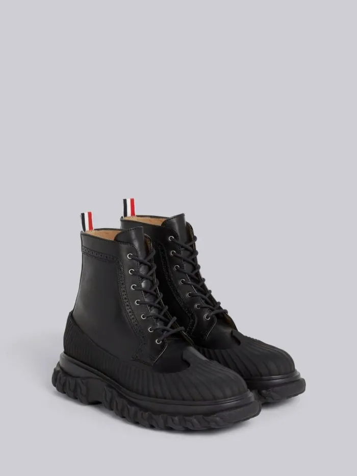 Calf Leather Rubber Sole Longwing Duck Boot Black Men Thom Browne Boots