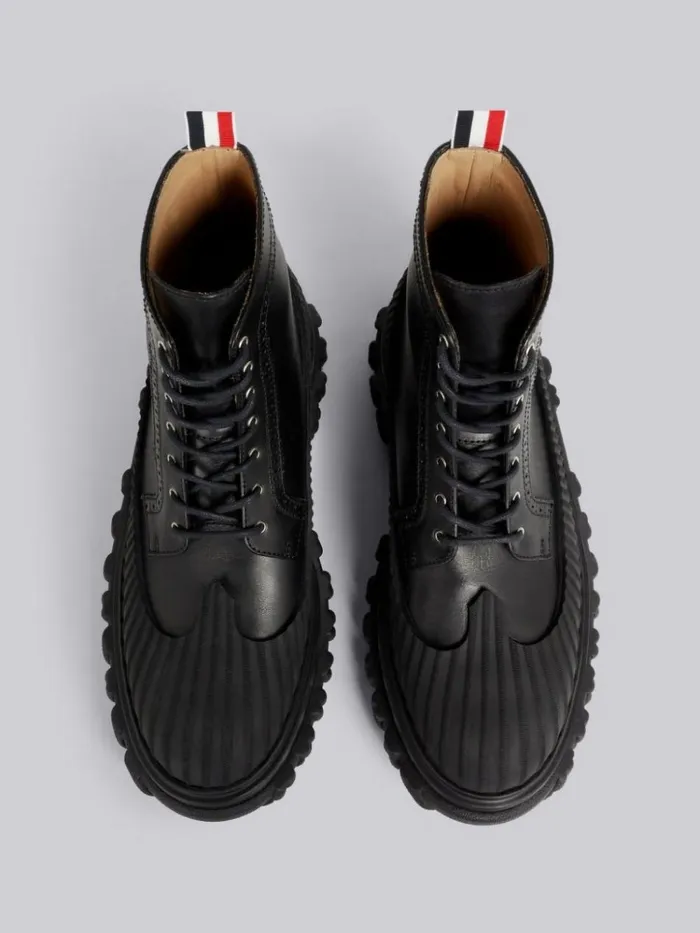 Calf Leather Rubber Sole Longwing Duck Boot Black Men Thom Browne Boots