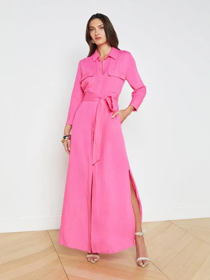 Cameron LinenBlend Shirt Dress Berry Pink Women L039Agence Dresses and Jumpsuits