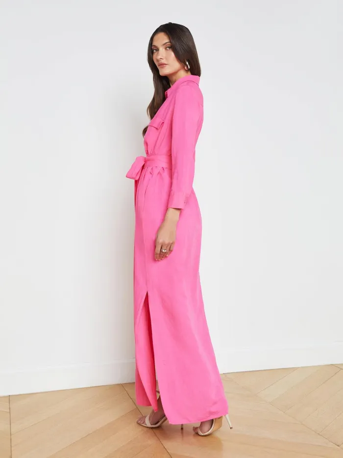 Cameron LinenBlend Shirt Dress Berry Pink Women L039Agence Dresses and Jumpsuits Cameron LinenBlend Shirt Dress Berry Pink Women L039Agence Dresses and Jumpsuits