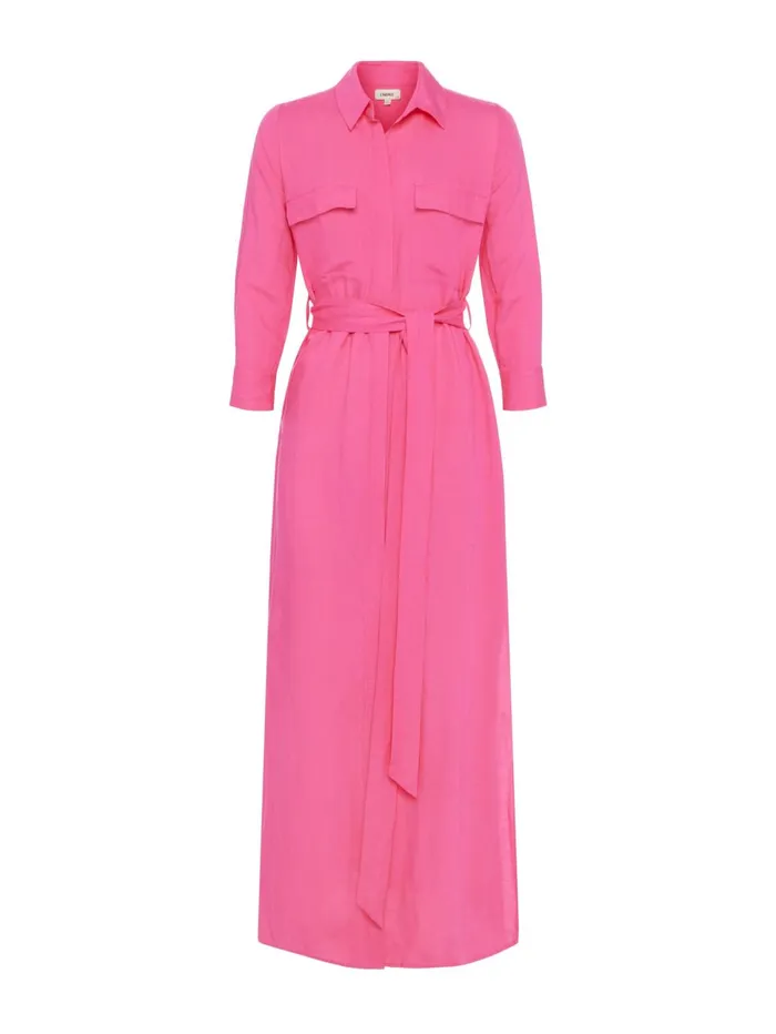 Cameron LinenBlend Shirt Dress Berry Pink Women L039Agence Dresses and Jumpsuits Cameron LinenBlend Shirt Dress Berry Pink Women L039Agence Dresses and Jumpsuits