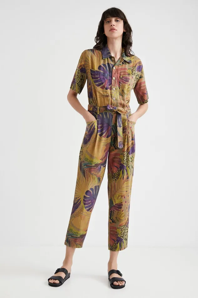Camoflower Tencel Jumpsuit Women Desigual Pants and Leggings
