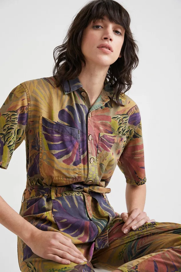 Camoflower Tencel Jumpsuit Women Desigual Pants and Leggings