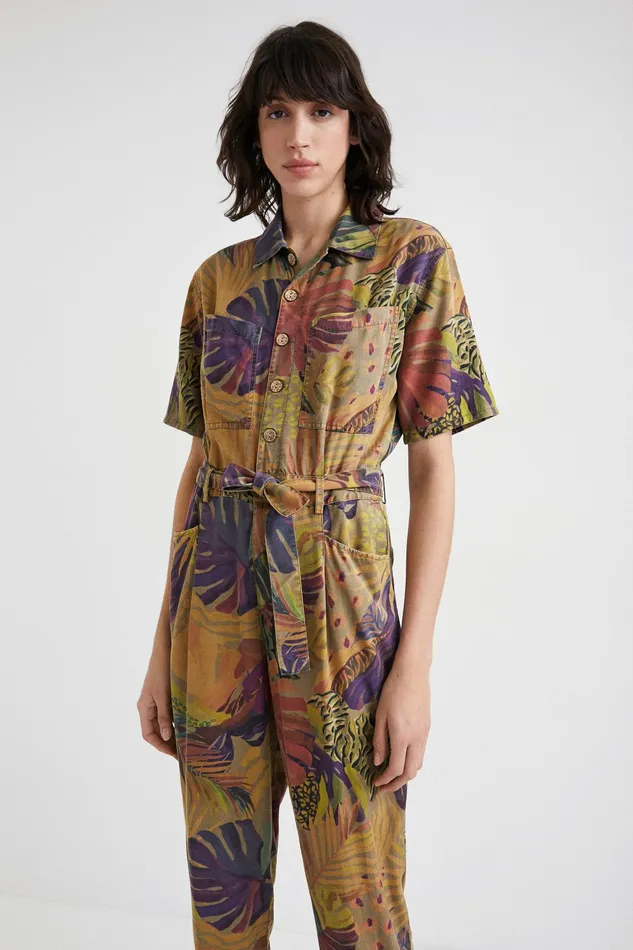 Camoflower Tencel Jumpsuit Women Desigual Pants and Leggings