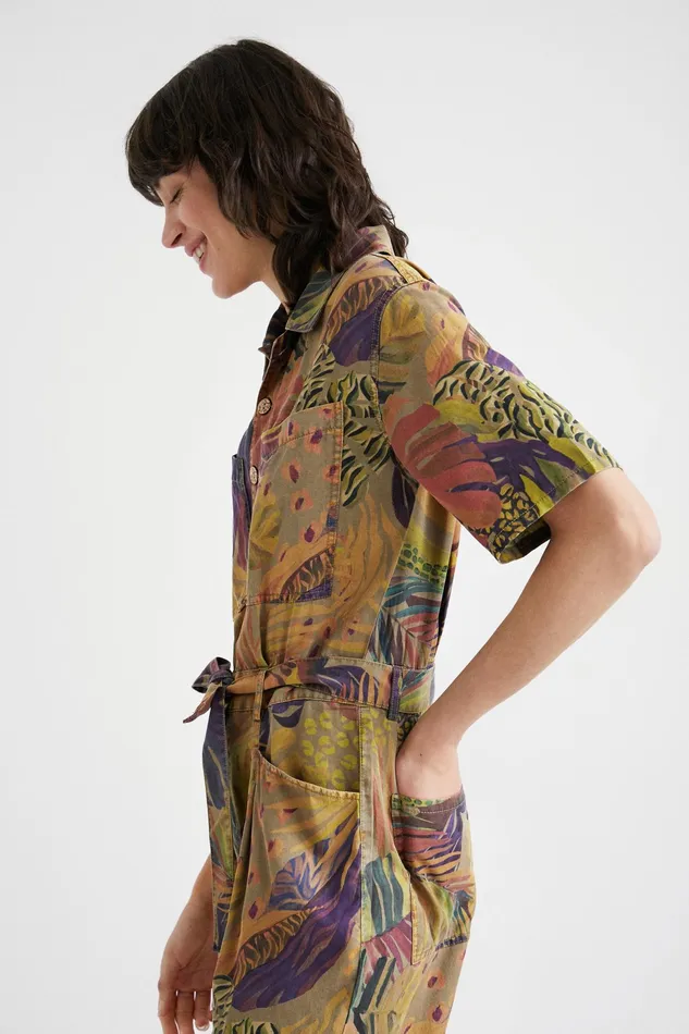 Camoflower Tencel Jumpsuit Women Desigual Pants and Leggings