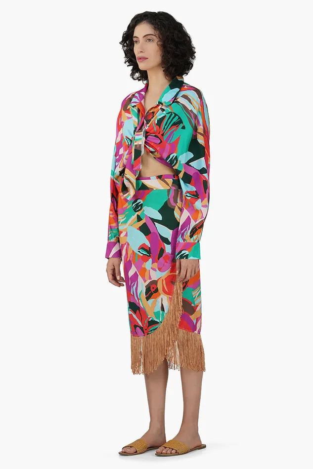 Candy Rose Printed Fringes Skirt Candy Rose Printed Fringes Skirt