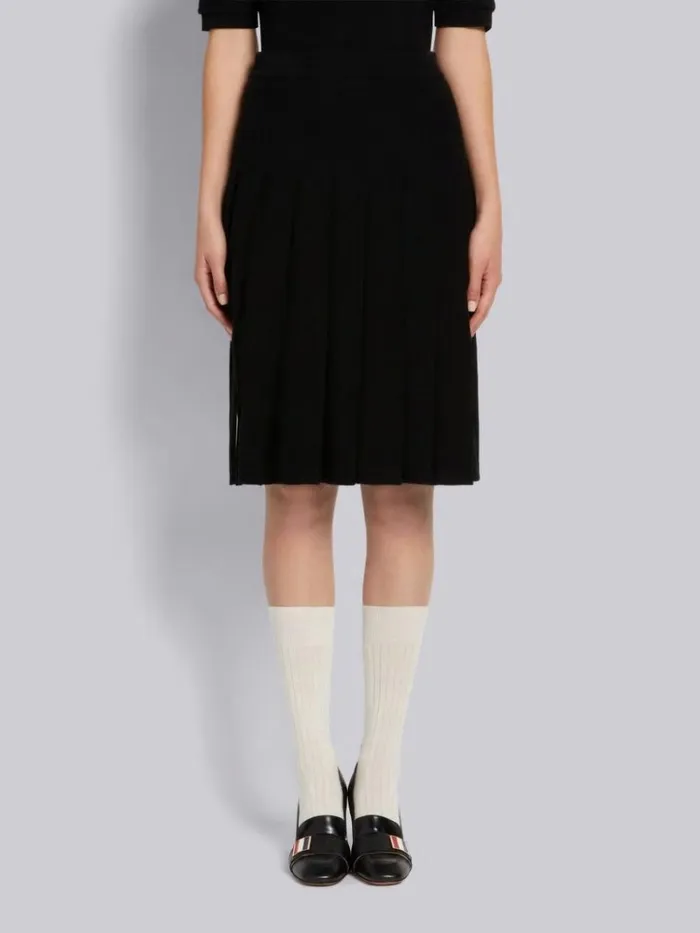 Cashmere Pique Belowtheknee Pleated Skirt Black Women Thom Browne Skirts
