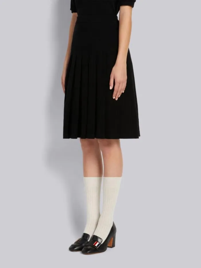 Cashmere Pique Belowtheknee Pleated Skirt Black Women Thom Browne Skirts