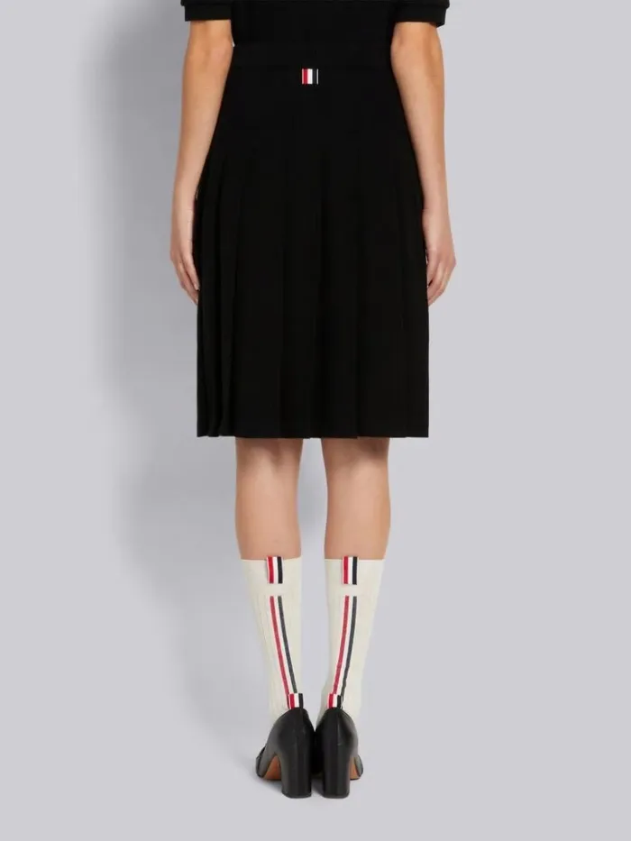Cashmere Pique Belowtheknee Pleated Skirt Black Women Thom Browne Skirts