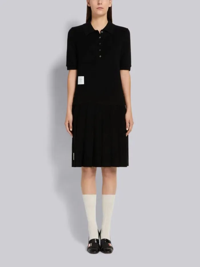 Cashmere Pique Belowtheknee Pleated Skirt Black Women Thom Browne Skirts