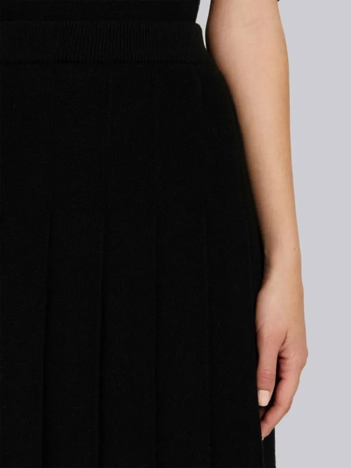 Cashmere Pique Belowtheknee Pleated Skirt Black Women Thom Browne Skirts