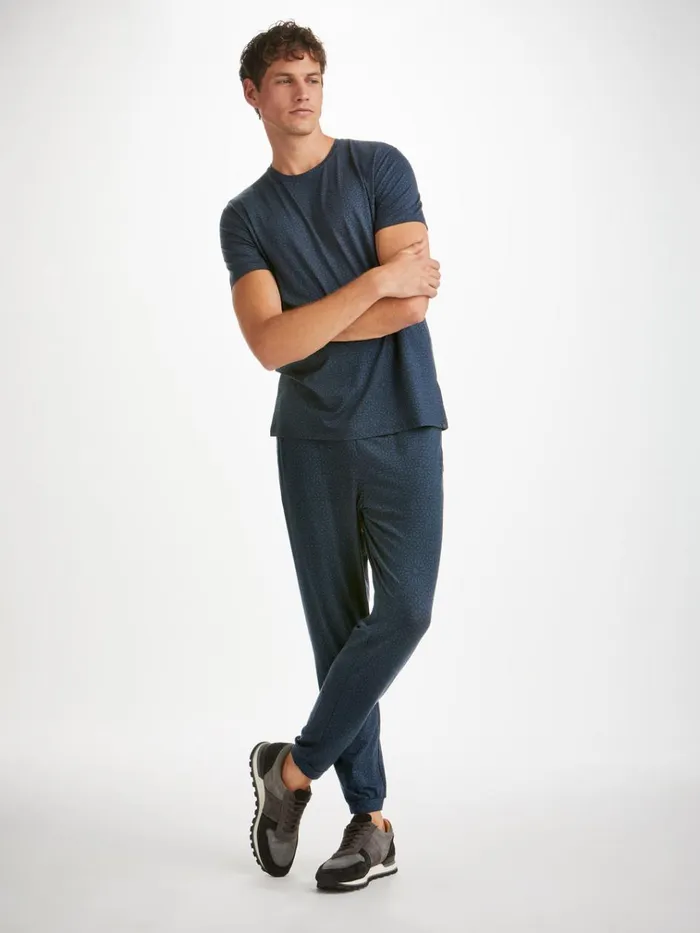 Casual Pants Men Derek Rose Track Pants London 12 Micro Modal Navy