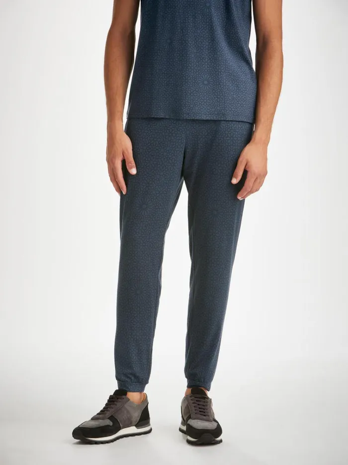 Casual Pants Men Derek Rose Track Pants London 12 Micro Modal Navy