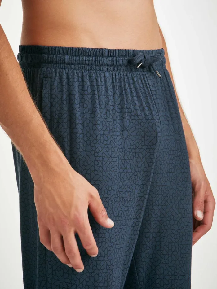 Casual Pants Men Derek Rose Track Pants London 12 Micro Modal Navy