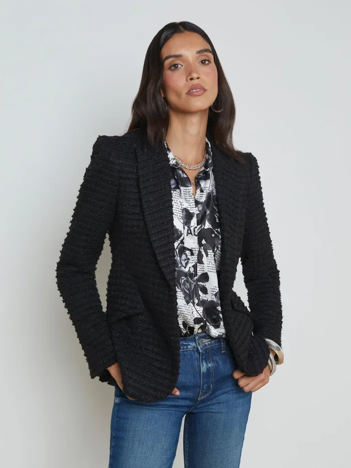 Chamberlain Tweed Blazer Black Women L039Agence Blazers and Jackets