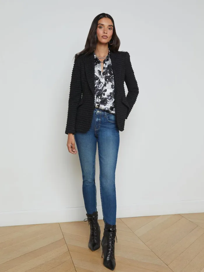 Chamberlain Tweed Blazer Black Women L039Agence Blazers and Jackets