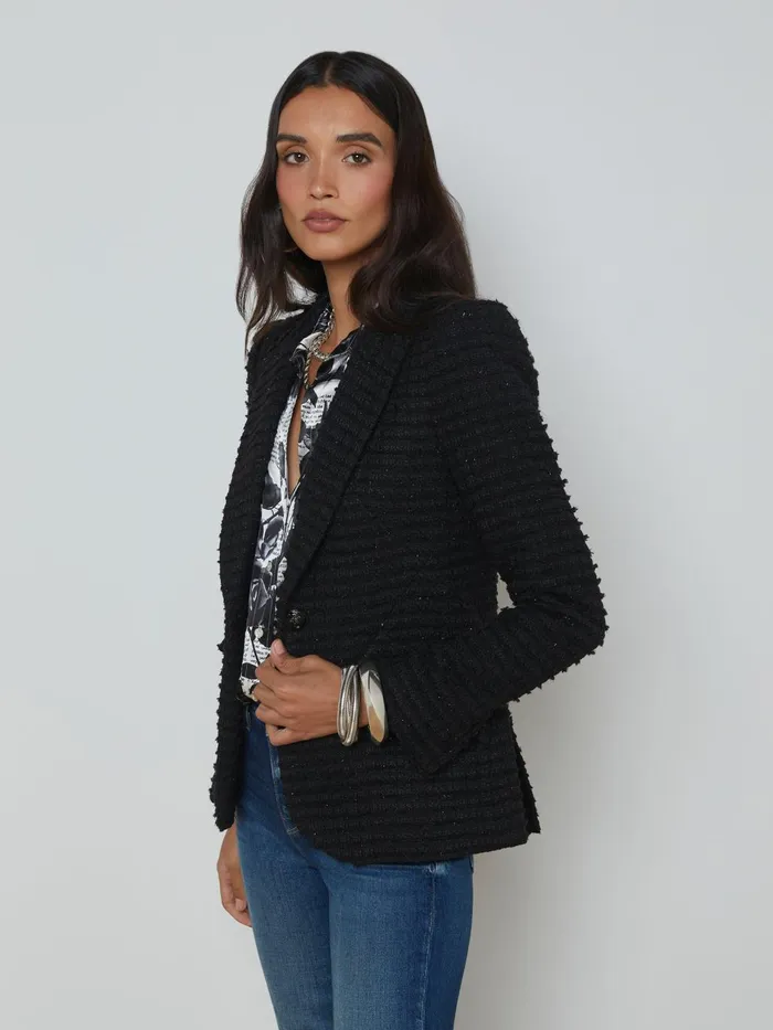 Chamberlain Tweed Blazer Black Women L039Agence Blazers and Jackets