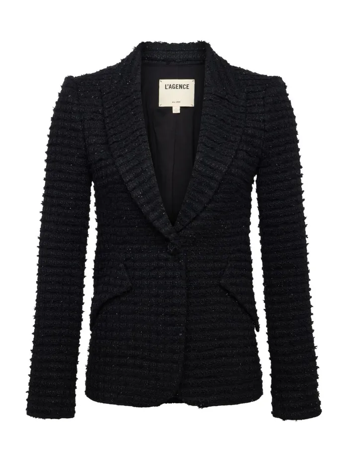 Chamberlain Tweed Blazer Black Women L039Agence Blazers and Jackets