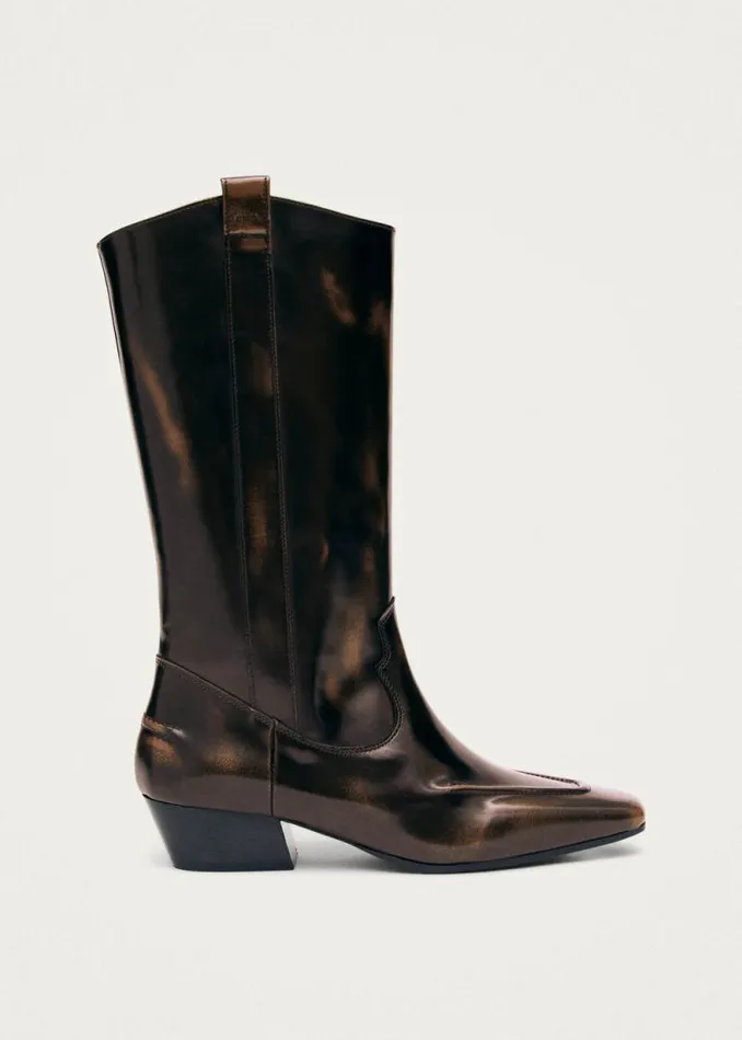 Chase Brushed Brown Leather Boots Women ALOHAS Boots