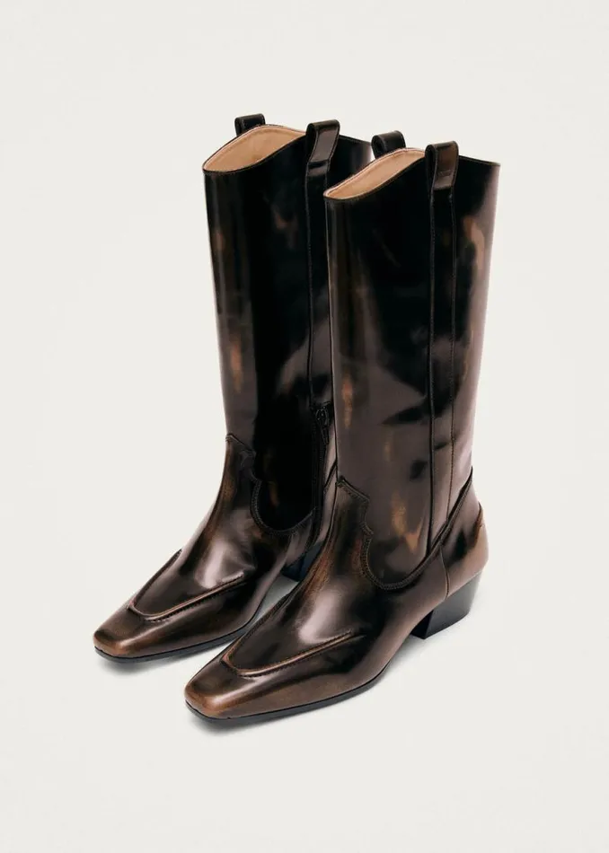 Chase Brushed Brown Leather Boots Women ALOHAS Boots