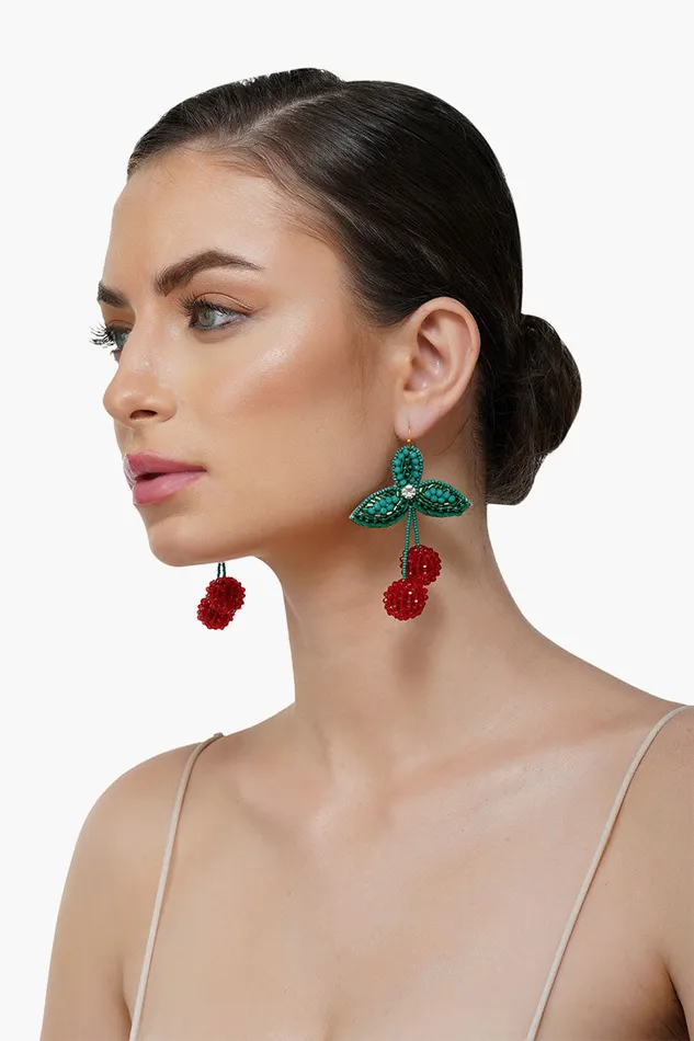 Cherry Season Handbeaded Earrings Cherry Season Handbeaded Earrings