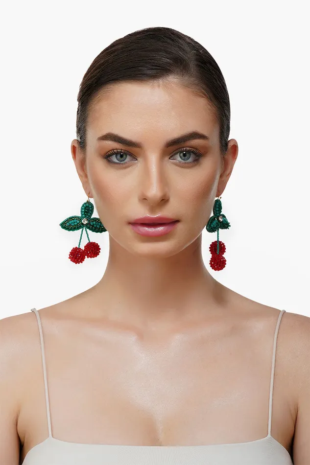 Cherry Season Handbeaded Earrings Cherry Season Handbeaded Earrings