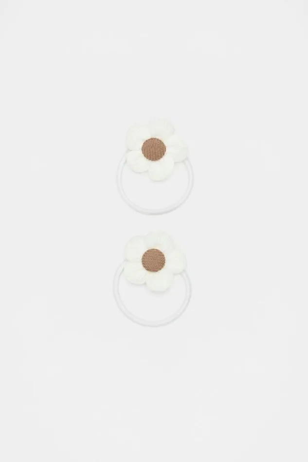 Child Hair Accessories Seed Heritage Cord Flower Elastics Pack Classic Cream