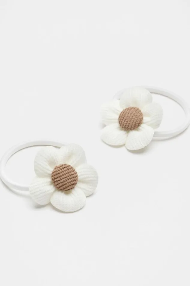 Child Hair Accessories Seed Heritage Cord Flower Elastics Pack Classic Cream