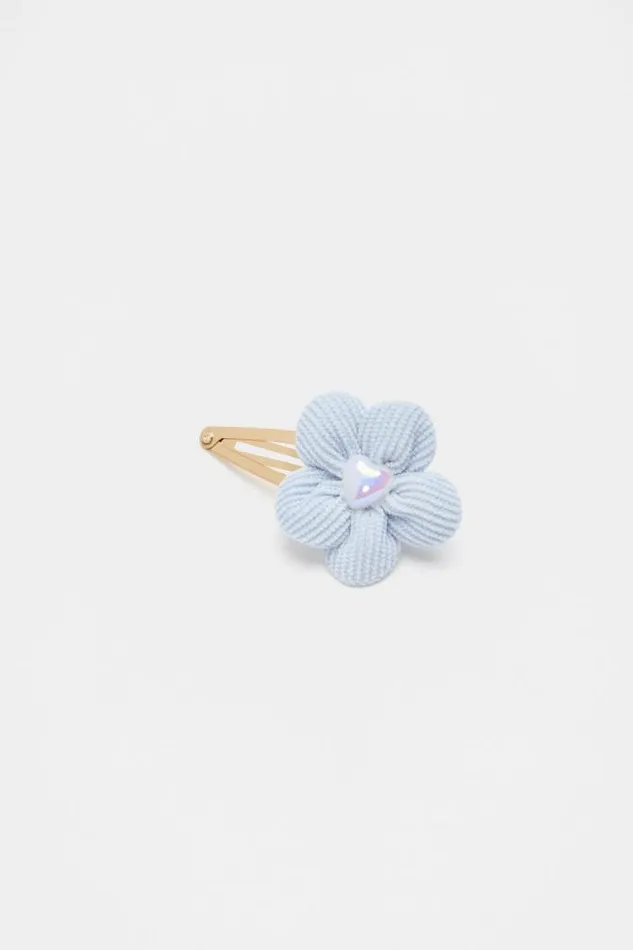 Child Hair Accessories Seed Heritage Cord Flower Heart Pearl Snap Soft Blue