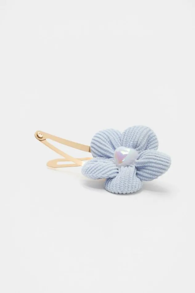 Child Hair Accessories Seed Heritage Cord Flower Heart Pearl Snap Soft Blue