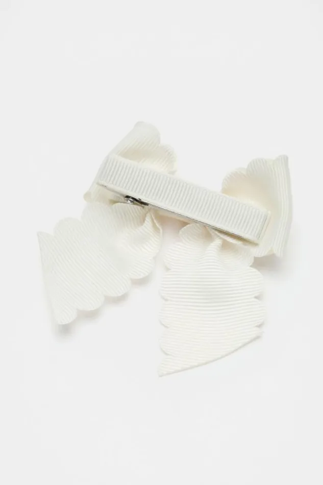 Child Hair Accessories Seed Heritage Heritage Scallop Bow Duck Clip Classic Cream