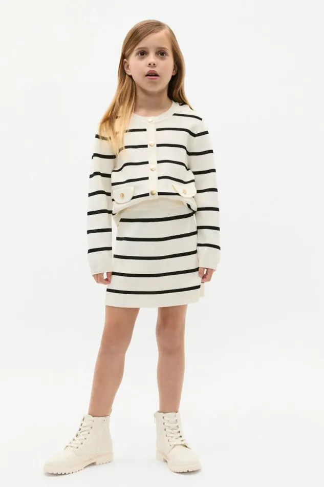 Child Knitwear and Sweaters Seed Heritage Stripe Knit Skirt Classic Cream