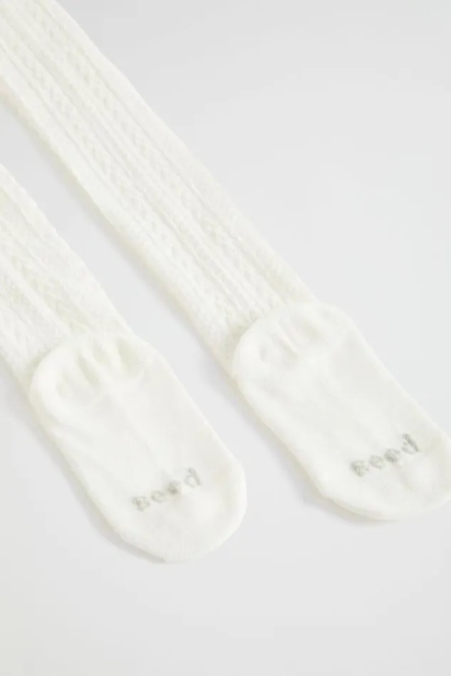 Child Socks and Tights Seed Heritage Cable Knit Tights Vanilla