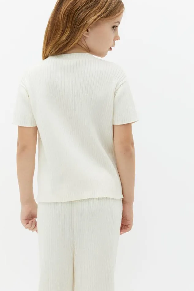 Child TShirts and Tops Seed Heritage Button Knit Tee Classic Cream