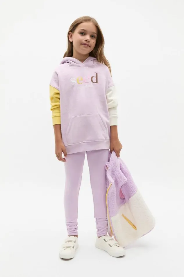 Child TShirts and Tops Seed Heritage Colour Block Logo Hoodie Soft Lilac