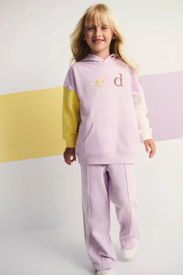 Child TShirts and Tops Seed Heritage Colour Block Logo Hoodie Soft Lilac