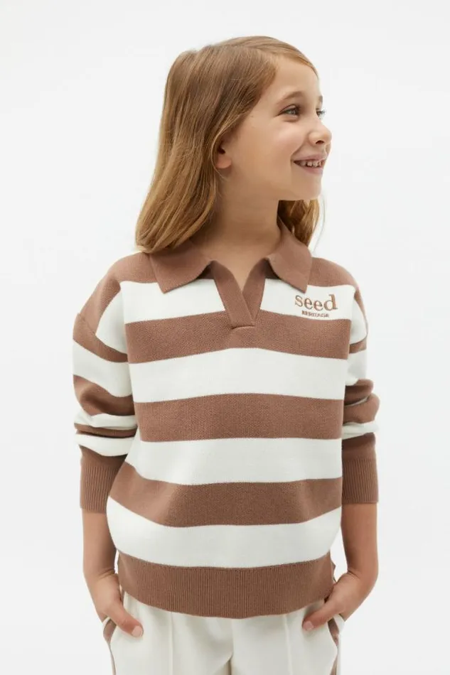 Child TShirts and Tops Seed Heritage Essential Knit Sweater Chocolate Shake
